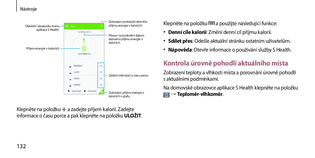 Samsung GT-I9505ZWAORX, GT-I9505ZKATPL, GT-I9505DKYXEO Kontrola úrovně pohodlí aktuálního místa, 132, →Teploměr-vlhkoměr 