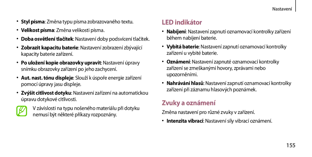 Samsung GT2I9505ZKAVDC, GT-I9505ZKATPL, GT-I9505DKYXEO, GT-I9505ZWACOS, GT-I9505ZKAPLS LED indikátor, Zvuky a oznámení, 155 