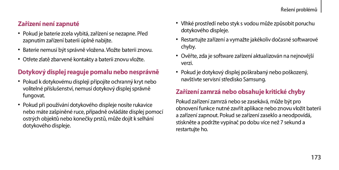 Samsung GT-I9505ZWAPLS, GT-I9505ZKATPL, GT-I9505DKYXEO manual 173, Otřete zlatě zbarvené kontakty a baterii znovu vložte 