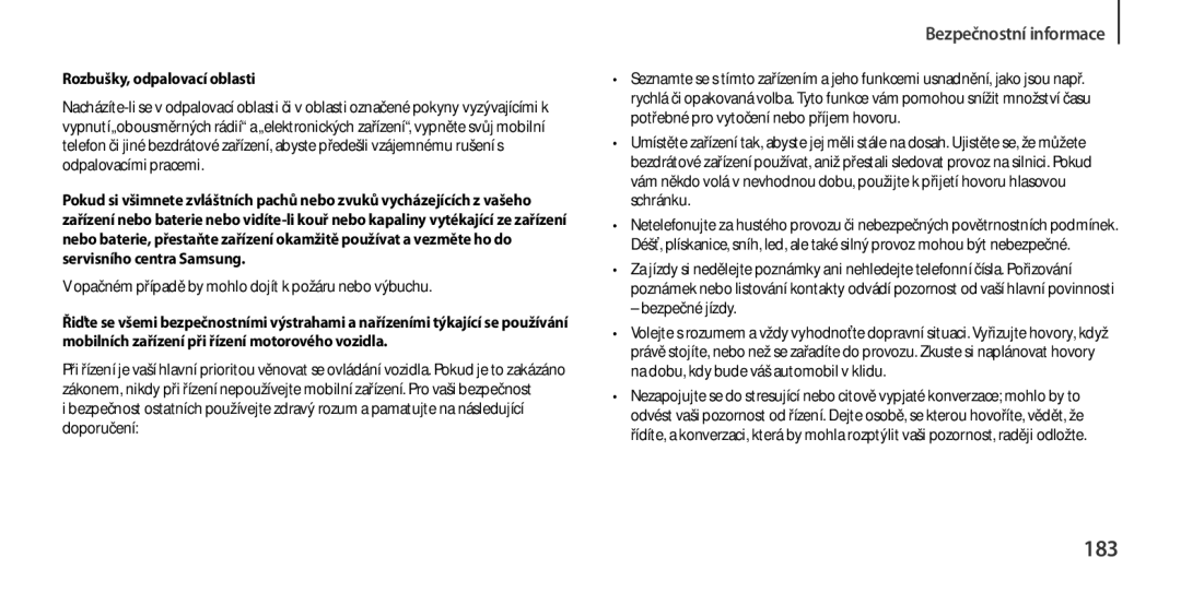 Samsung GT-I9505DKYROM, GT-I9505ZKATPL, GT-I9505DKYXEO, GT-I9505ZWACOS, GT-I9505ZKAPLS manual 183, Rozbušky, odpalovací oblasti 