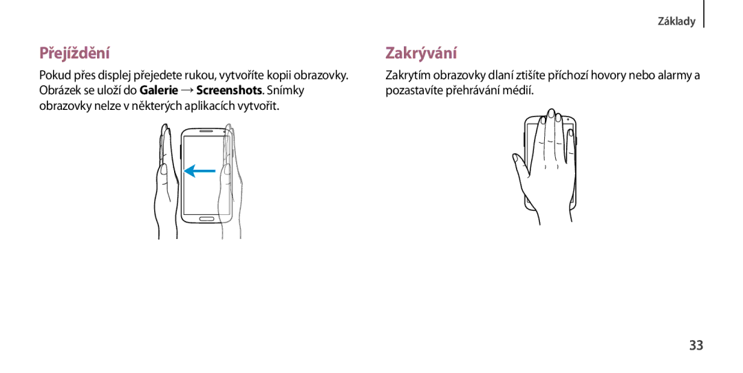 Samsung GT2I9505ZWATMZ, GT-I9505ZKATPL, GT-I9505DKYXEO, GT-I9505ZWACOS, GT-I9505ZKAPLS, GT-I9505ZKAIDE Přejíždění, Zakrývání 