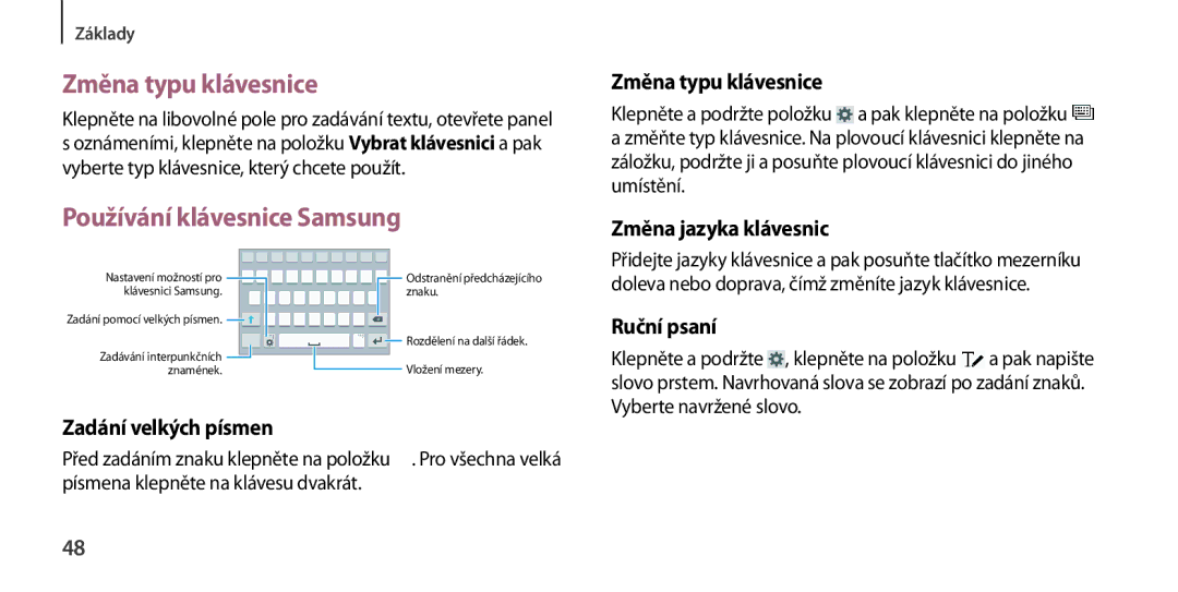 Samsung GT-I9505ZBAROM, GT-I9505ZKATPL, GT-I9505DKYXEO, GT-I9505ZWACOS Změna typu klávesnice, Používání klávesnice Samsung 