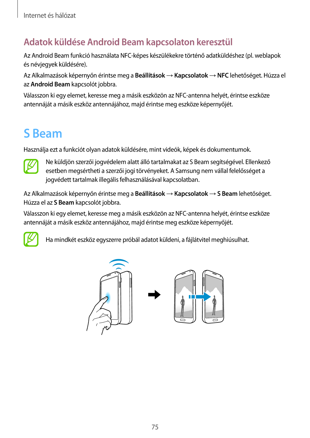 Samsung GT-I9505ZRZPAN, GT-I9505ZKATPL, GT-I9505DKYXEO, GT-I9505ZWACOS Adatok küldése Android Beam kapcsolaton keresztül 