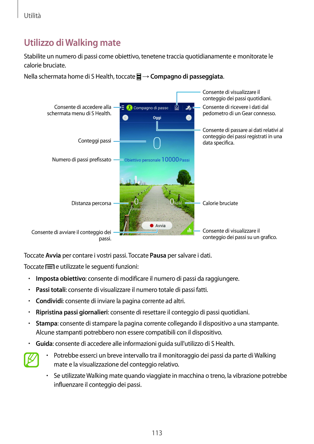 Samsung GT-I9505ZWATPL, GT-I9505ZKATPL, GT-I9505ZKADBT Utilizzo di Walking mate, Conteggi passi Numero di passi prefissato 