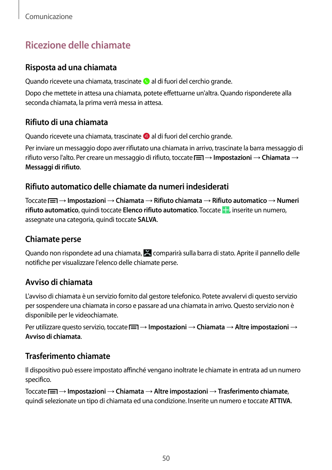 Samsung GT-I9505DKYORX, GT-I9505ZKATPL, GT-I9505ZKADBT, GT-I9505DKYXEO, GT-I9505ZWAHUI manual Ricezione delle chiamate 