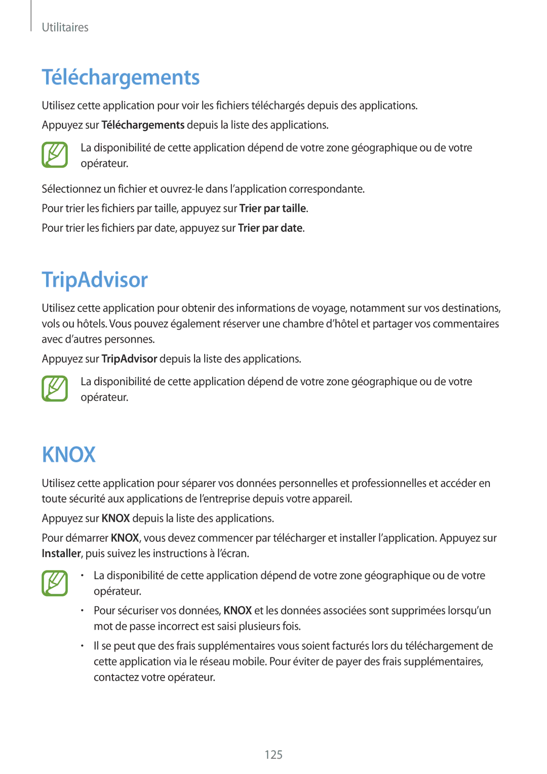 Samsung GT-I9505ZWASFR, GT-I9505ZKEXEF, GT-I9505ZIASFR, GT-I9505ZBAXEF, GT-I9505ZWEXEF manual Téléchargements, TripAdvisor 