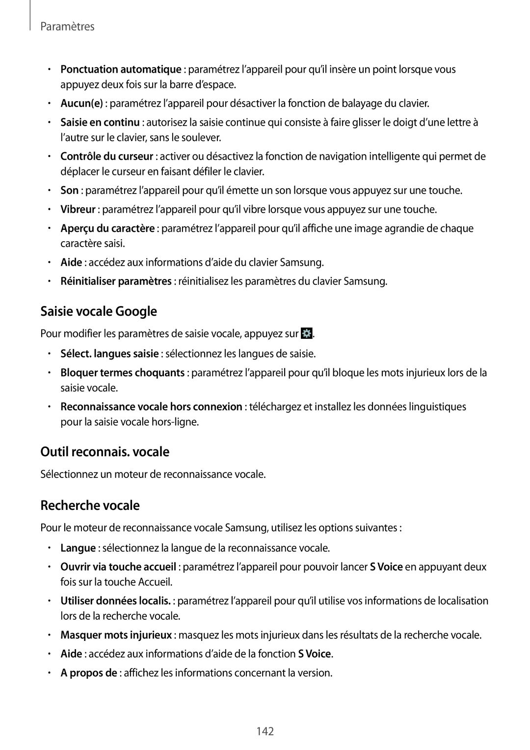 Samsung GT-I9505DKYXEF, GT-I9505ZKEXEF, GT-I9505ZIASFR manual Saisie vocale Google, Outil reconnais. vocale, Recherche vocale 