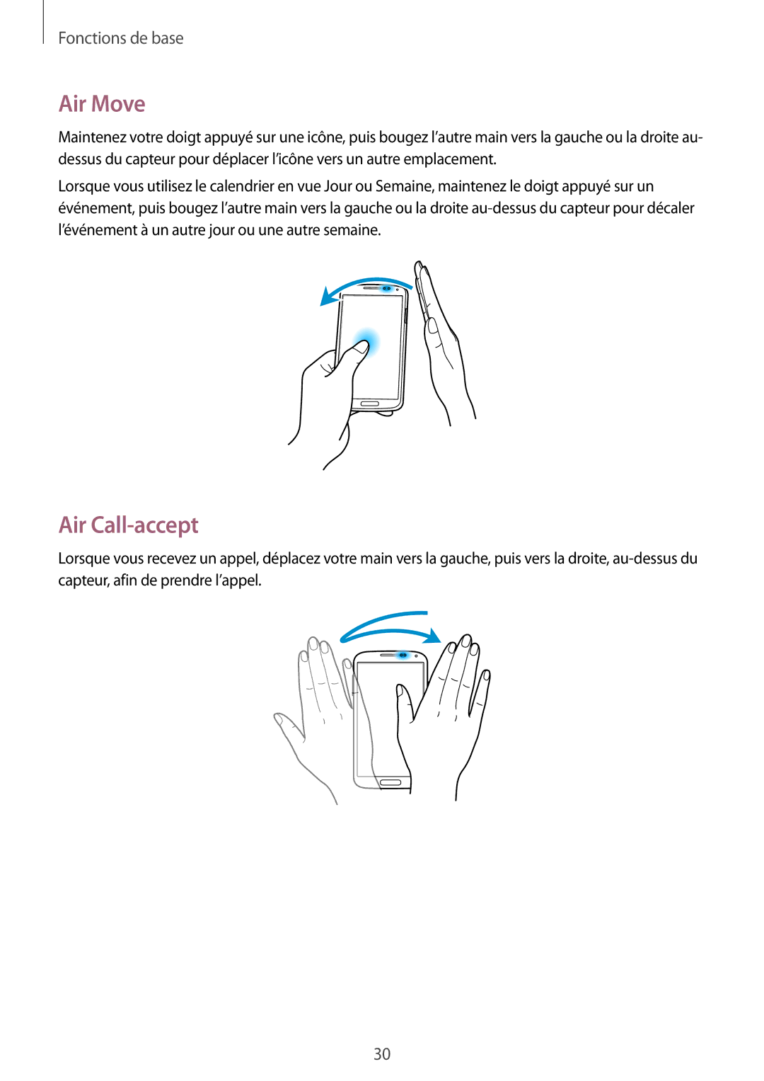 Samsung GT-I9505ZKAFTM, GT-I9505ZKEXEF, GT-I9505ZIASFR, GT-I9505ZBAXEF, GT-I9505ZWEXEF manual Air Move, Air Call-accept 