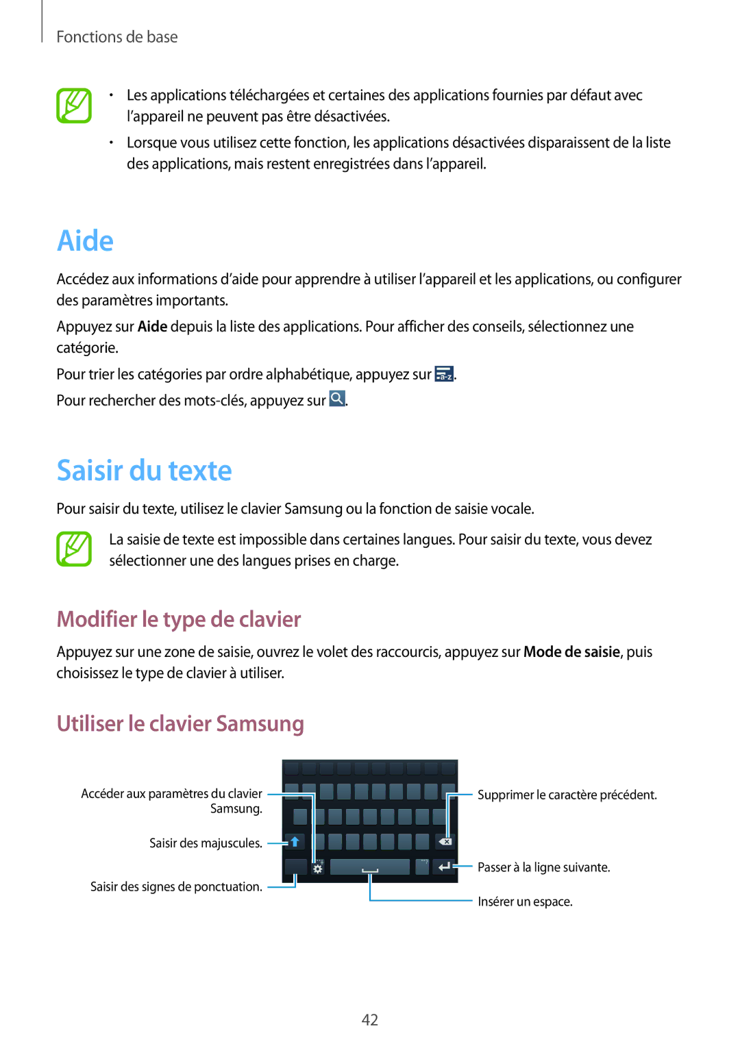 Samsung GT-I9505ZKASFR, GT-I9505ZKEXEF Aide, Saisir du texte, Modifier le type de clavier, Utiliser le clavier Samsung 