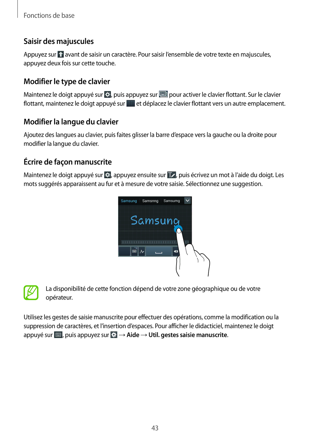 Samsung GT-I9505ZPAXEF, GT-I9505ZKEXEF Saisir des majuscules, Modifier le type de clavier, Modifier la langue du clavier 