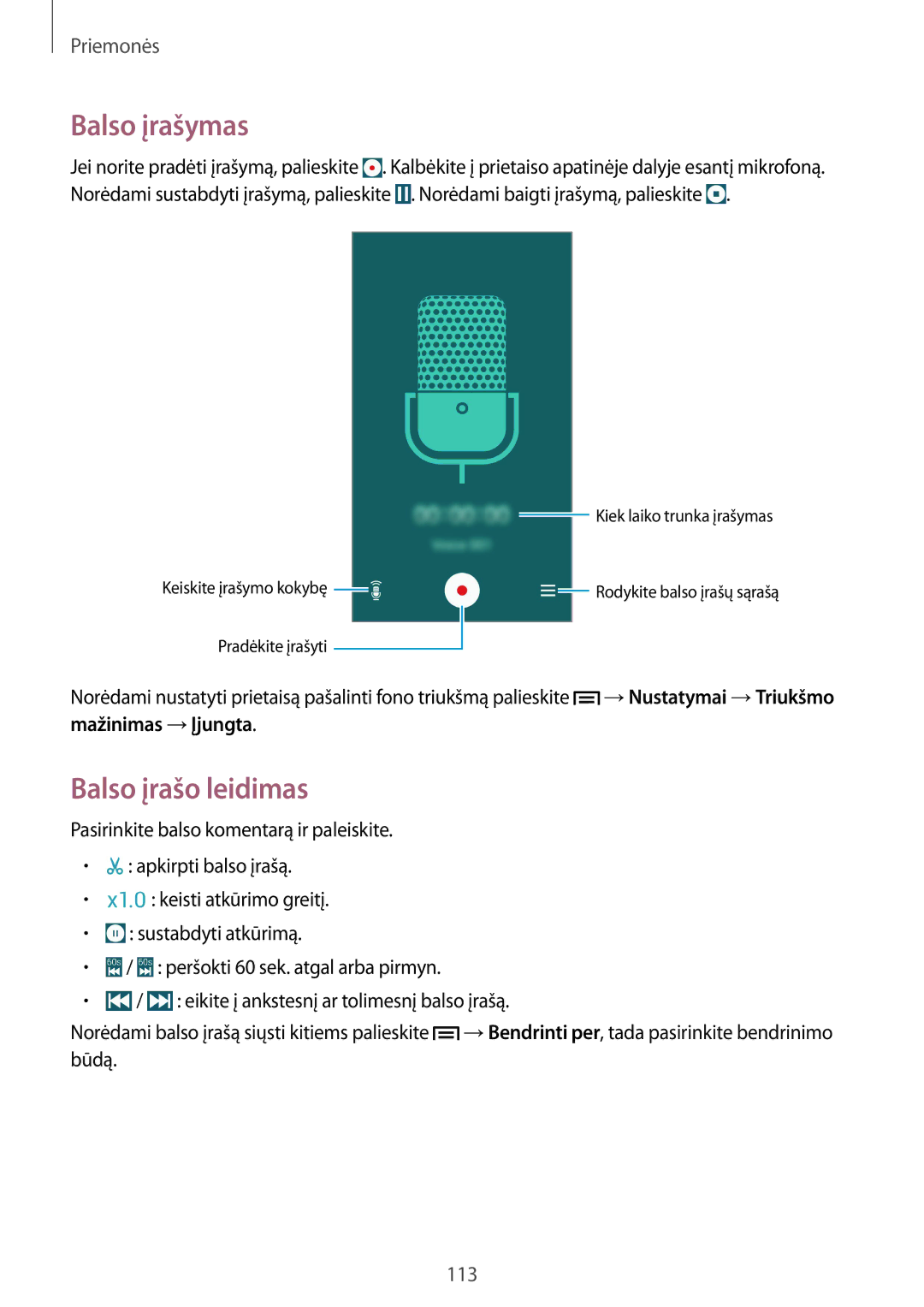 Samsung GT-I9505ZBASEB, GT-I9505ZRZSEB, GT-I9505DKYSEB, GT-I9505ZWASEB, GT-I9505ZKASEB Balso įrašymas, Balso įrašo leidimas 