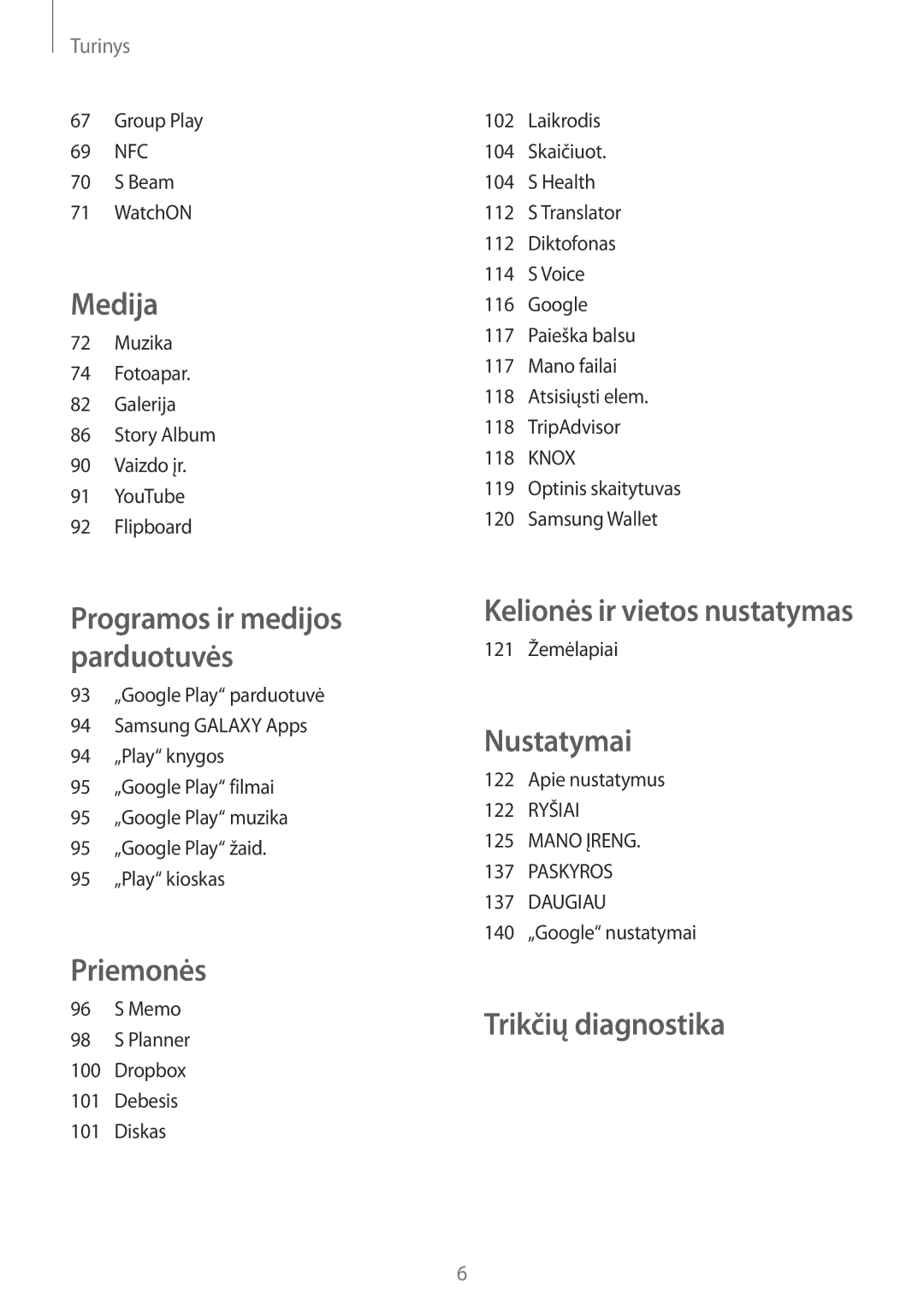 Samsung GT-I9505ZRZSEB, GT-I9505DKYSEB, GT-I9505ZWASEB, GT-I9505ZKASEB, GT-I9505ZRASEB, GT-I9505ZBASEB manual Nustatymai 