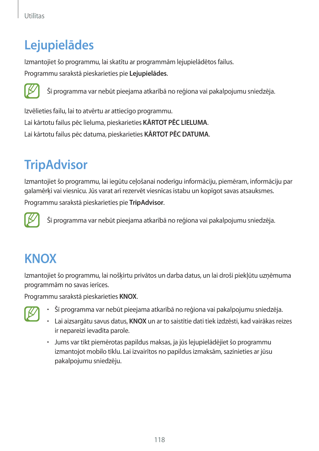 Samsung GT-I9505ZRASEB, GT-I9505ZRZSEB, GT-I9505DKYSEB, GT-I9505ZWASEB, GT-I9505ZKASEB manual Lejupielādes, TripAdvisor 