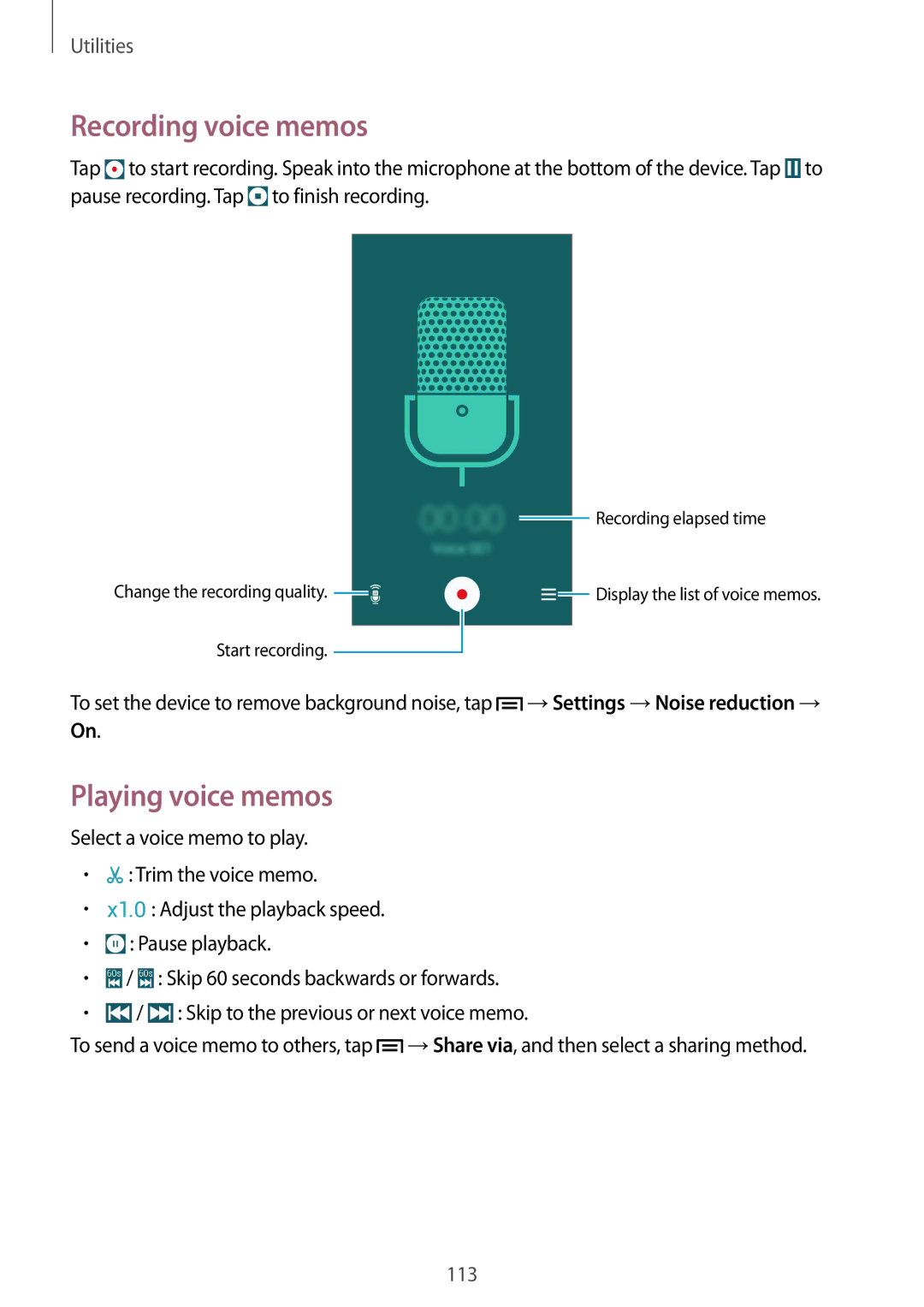 Samsung GT-I9505ZKAAMO, GT-I9505ZWAEPL, GT-I9505ZRADBT, GT-I9505ZKATPL manual Recording voice memos, Playing voice memos 