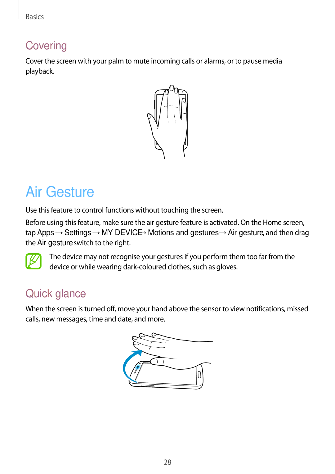 Samsung GT-I9505DKYDBT, GT-I9505ZWAEPL, GT-I9505ZRADBT, GT-I9505ZKATPL, GT-I9505ZKADBT Air Gesture, Covering, Quick glance 