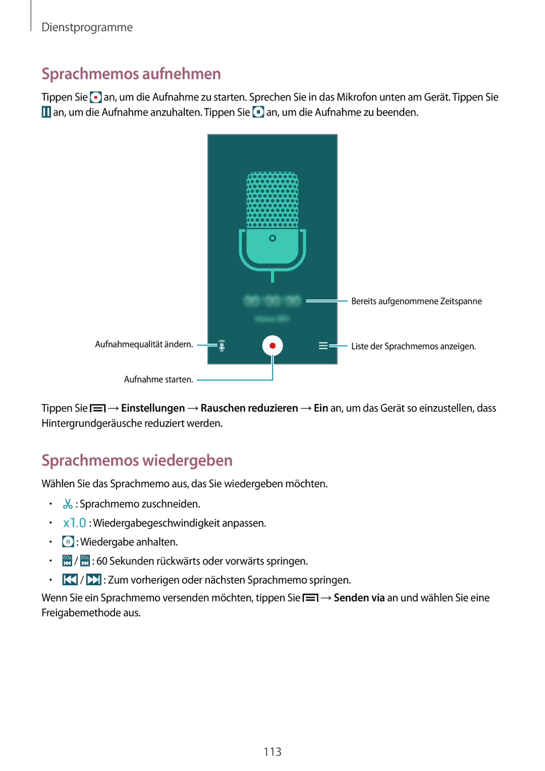 Samsung GT-I9505ZBADBT, GT-I9505ZWAEPL, GT-I9505ZRADBT, GT-I9505ZKATPL manual Sprachmemos aufnehmen, Sprachmemos wiedergeben 