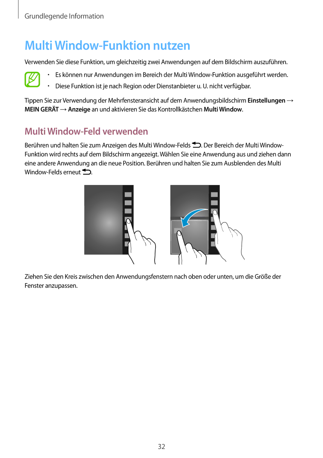 Samsung GT-I9505ZWATPH, GT-I9505ZWAEPL, GT-I9505ZRADBT manual Multi Window-Funktion nutzen, Multi Window-Feld verwenden 