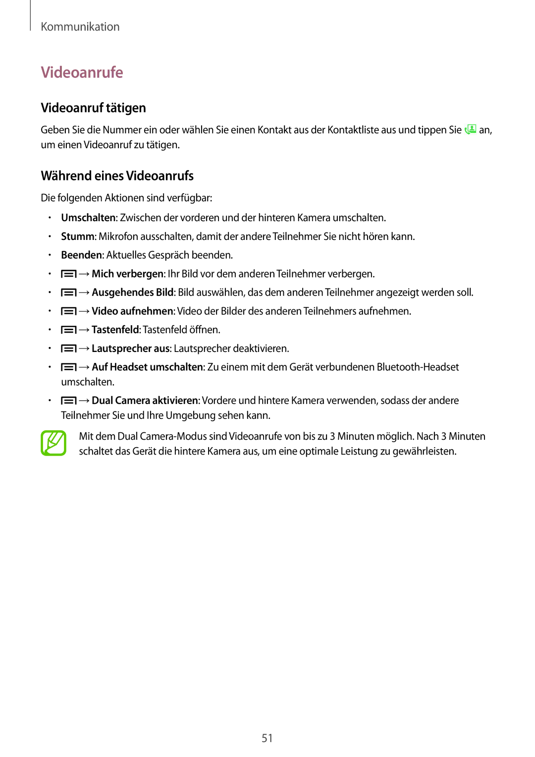 Samsung GT-I9505ZBADBT, GT-I9505ZWAEPL, GT-I9505ZRADBT manual Videoanrufe, Videoanruf tätigen, Während eines Videoanrufs 