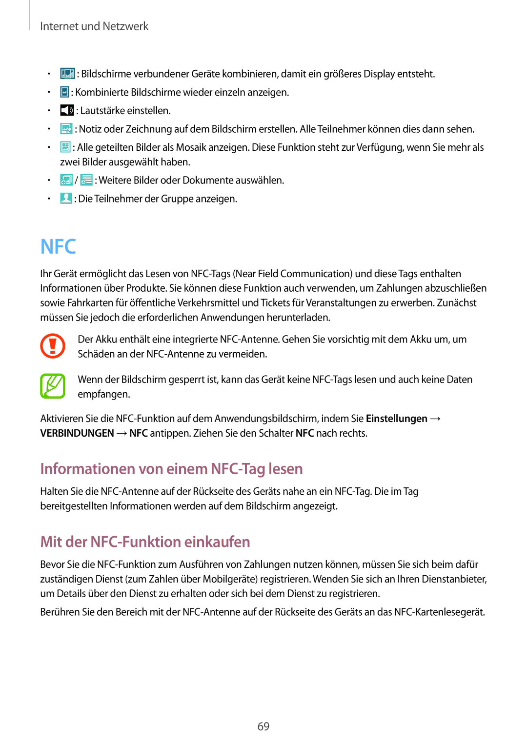 Samsung GT-I9505ZWADTM, GT-I9505ZWAEPL manual Informationen von einem NFC-Tag lesen, Mit der NFC-Funktion einkaufen 