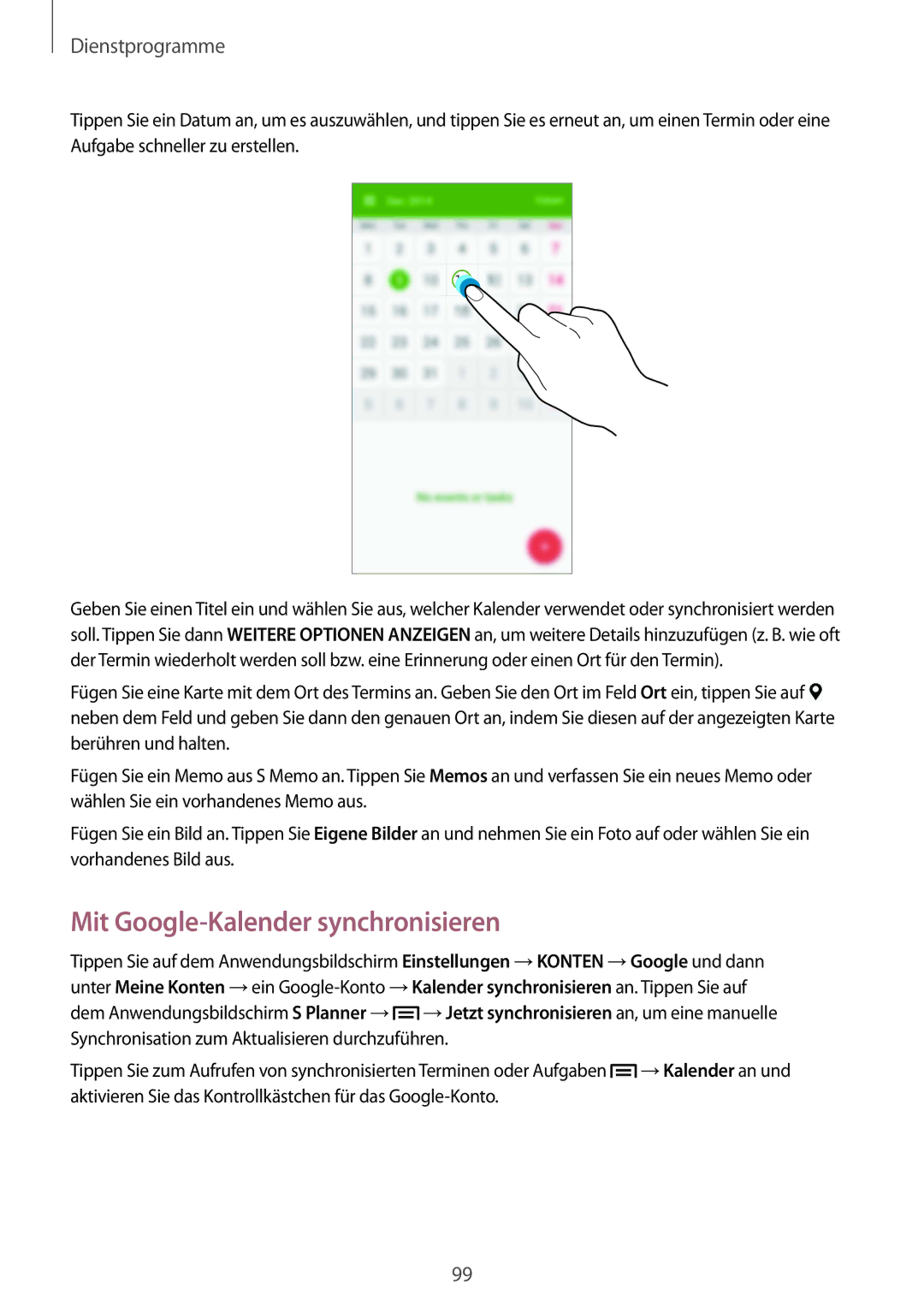 Samsung GT-I9505DKYEUR, GT-I9505ZWAEPL, GT-I9505ZRADBT, GT-I9505ZKATPL, GT-I9505ZKADBT Mit Google-Kalender synchronisieren 