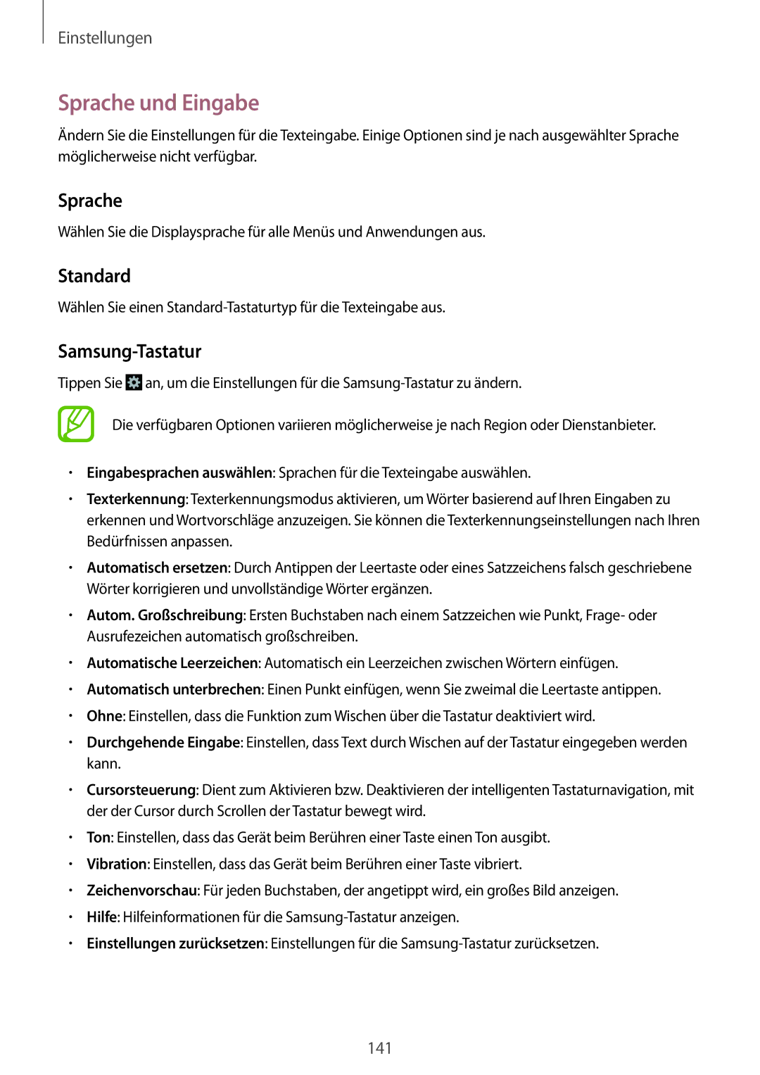 Samsung GT-I9505ZKATPH, GT-I9505ZWAEPL, GT-I9505ZRADBT, GT-I9505ZKATPL manual Sprache und Eingabe, Standard, Samsung-Tastatur 