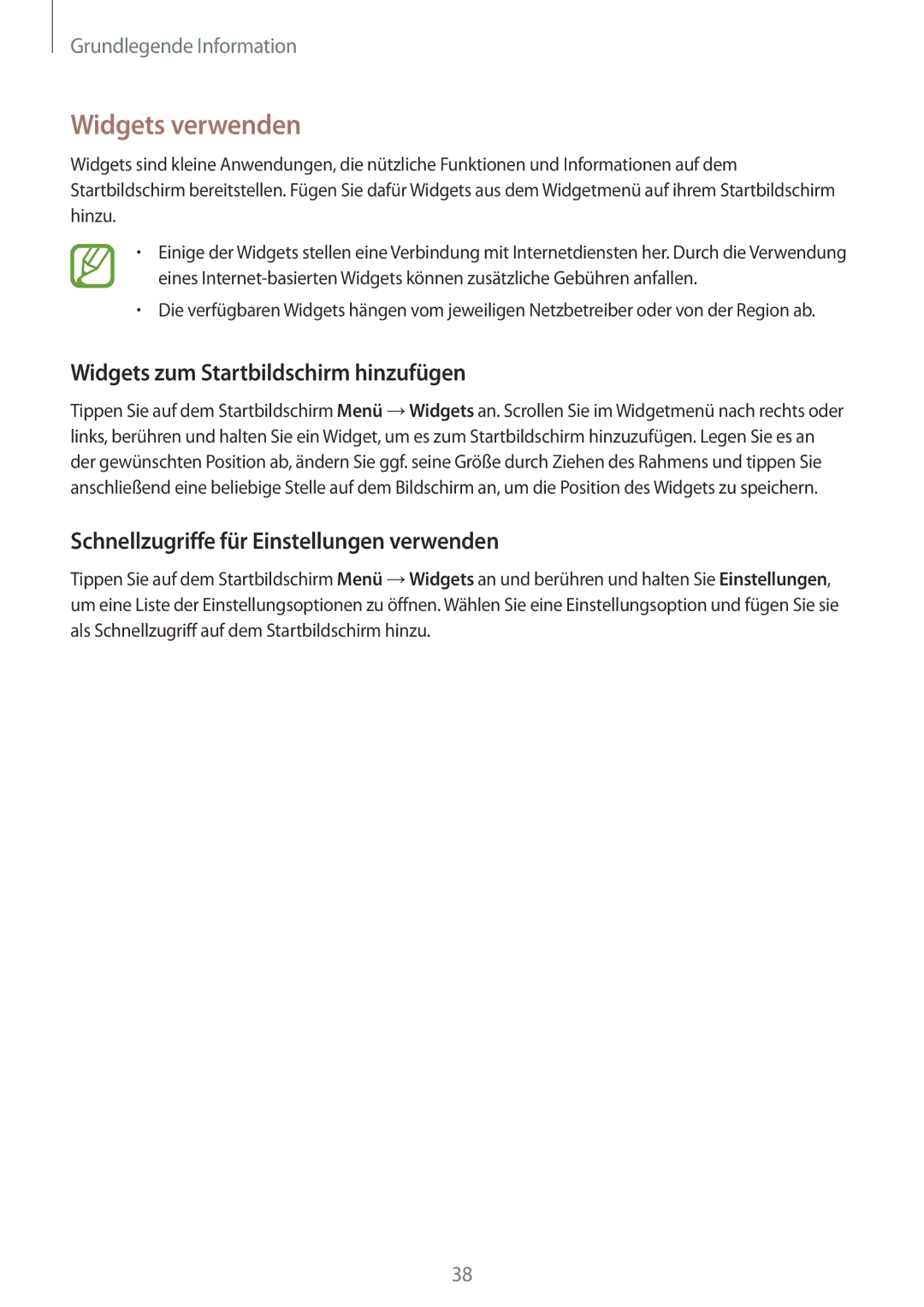 Samsung GT-I9505ZWEDBT, GT-I9505ZWAEPL, GT-I9505ZRADBT manual Widgets verwenden, Widgets zum Startbildschirm hinzufügen 
