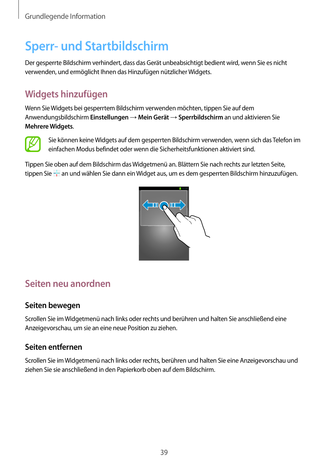 Samsung GT-I9505ZWAPRT, GT-I9505ZWAEPL, GT-I9505ZRADBT, GT-I9505ZKATPL manual Sperr- und Startbildschirm, Widgets hinzufügen 