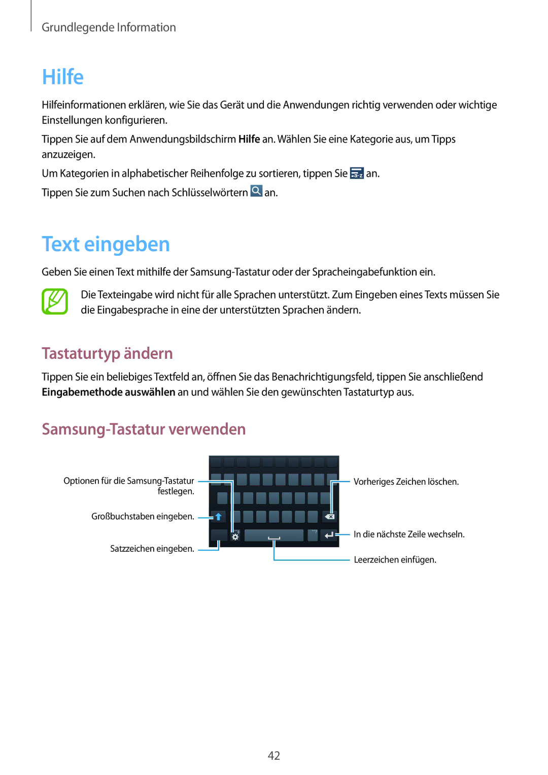 Samsung GT-I9505ZRZSEB, GT-I9505ZWAEPL, GT-I9505ZRADBT Hilfe, Text eingeben, Tastaturtyp ändern, Samsung-Tastatur verwenden 