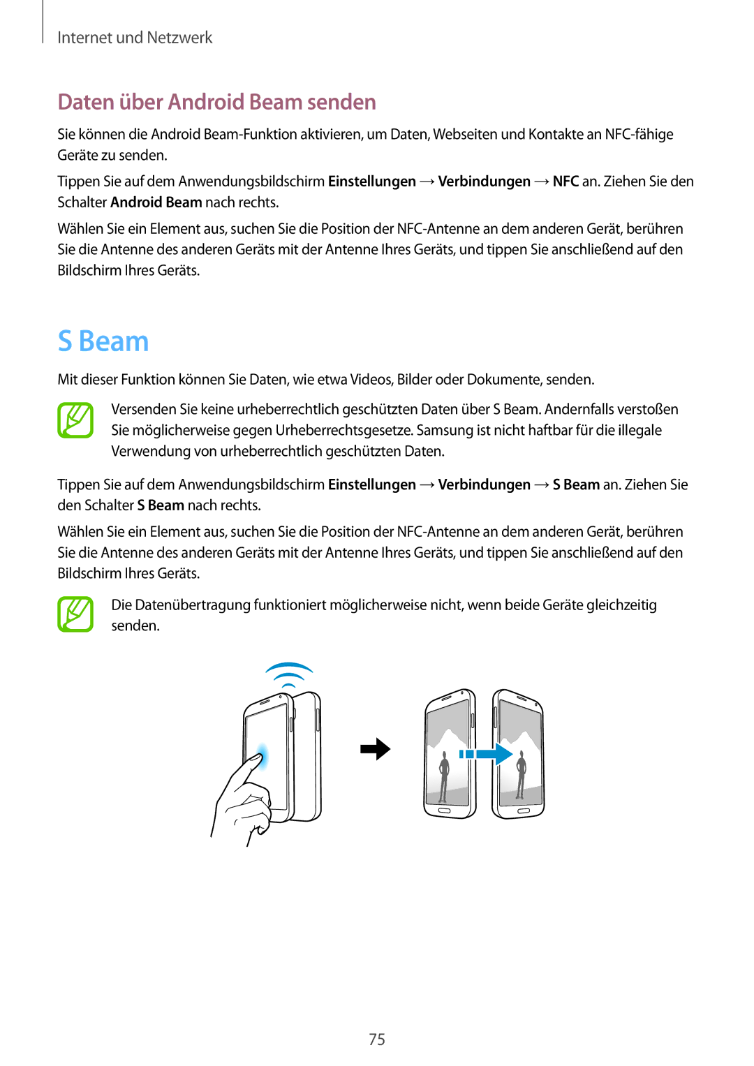 Samsung GT-I9505DKYVIA, GT-I9505ZWAEPL, GT-I9505ZRADBT, GT-I9505ZKATPL, GT-I9505ZKADBT Daten über Android Beam senden 