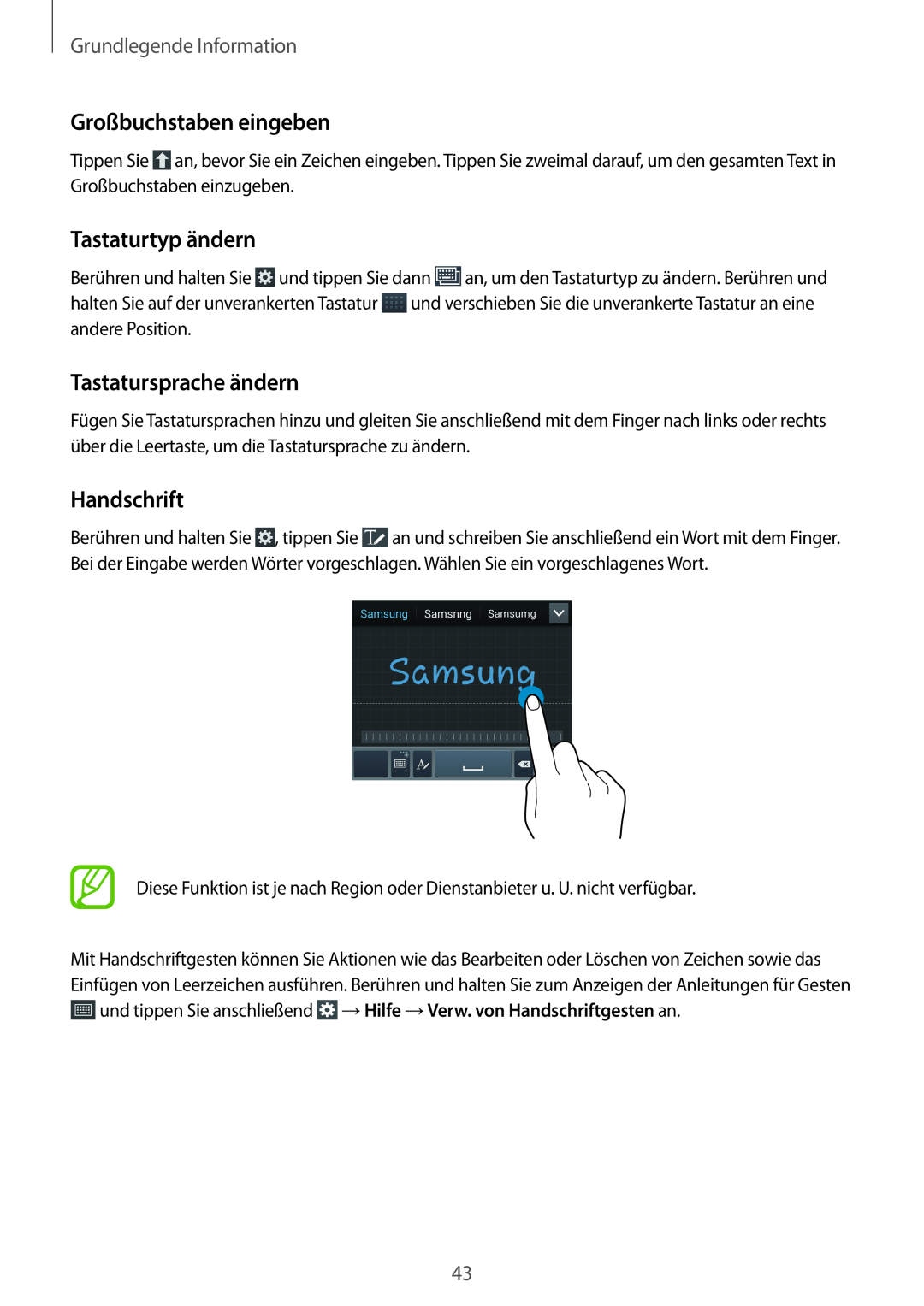 Samsung GT-I9505ZKAWIN, GT-I9505ZWAEPL Großbuchstaben eingeben, Tastaturtyp ändern, Tastatursprache ändern, Handschrift 