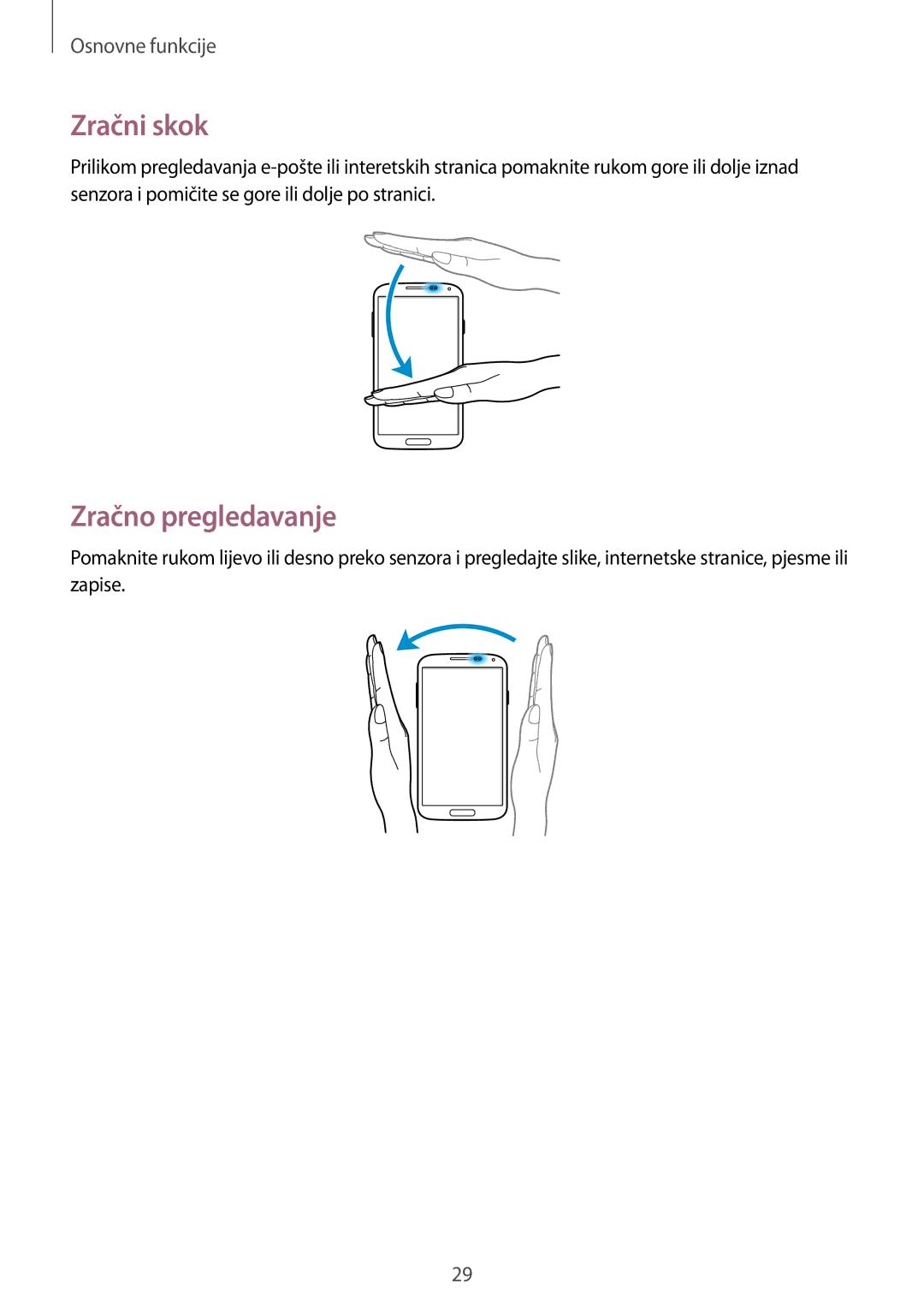 Samsung GT-I9505ZWAVIP, GT-I9505ZWASEE, GT-I9505ZKASEE, GT-I9505DKYSEE, GT2I9505ZKAVIP manual Zračni skok, Zračno pregledavanje 