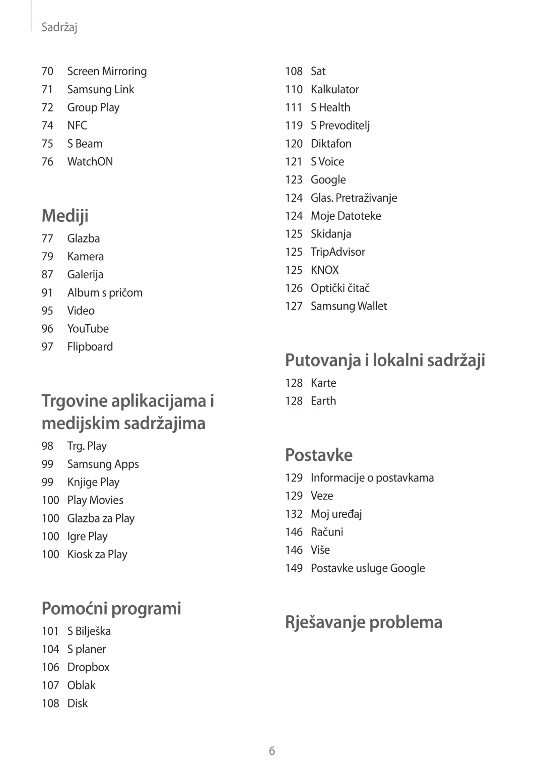 Samsung GT-I9505ZKACRO, GT-I9505ZWASEE, GT-I9505ZKASEE, GT-I9505DKYSEE, GT2I9505ZKAVIP manual Putovanja i lokalni sadržaji 