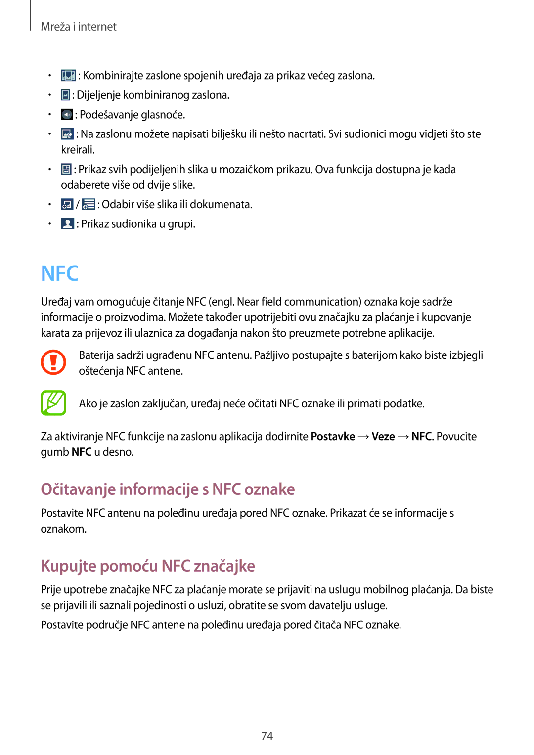 Samsung GT-I9505ZPATWO, GT-I9505ZWASEE, GT-I9505ZKASEE Očitavanje informacije s NFC oznake, Kupujte pomoću NFC značajke 