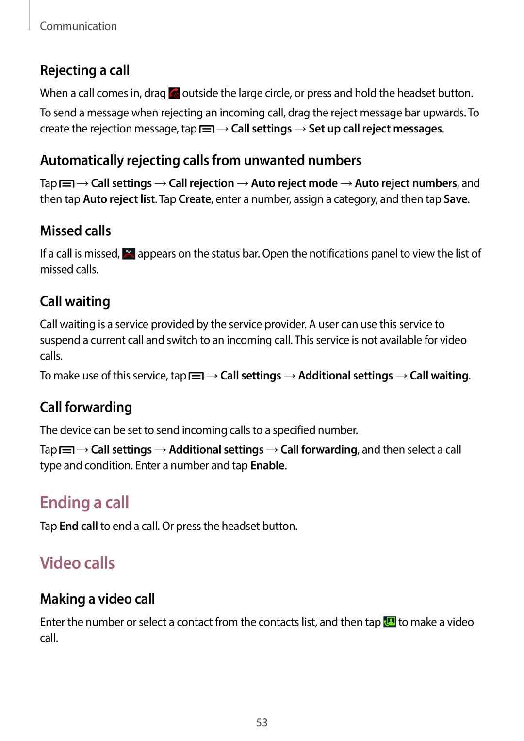 Samsung GT-I9505ZKAKSA, GT-I9505ZWATEM, GT-I9505GNAKSA, GT-I9505ZBAKSA, GT-I9505ZRZKSA manual Ending a call, Video calls 