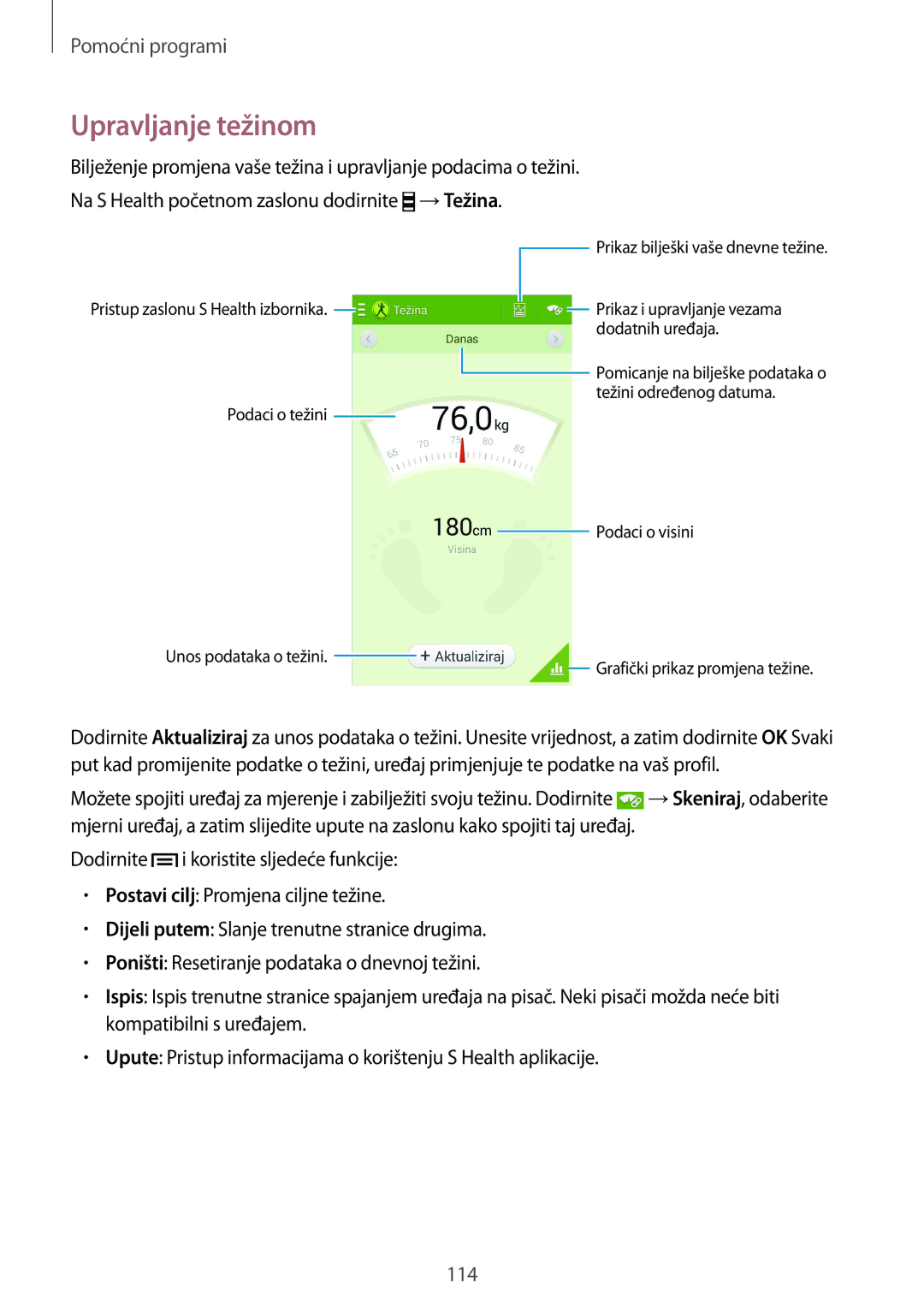 Samsung GT-I9506DKYCRO manual Upravljanje težinom 