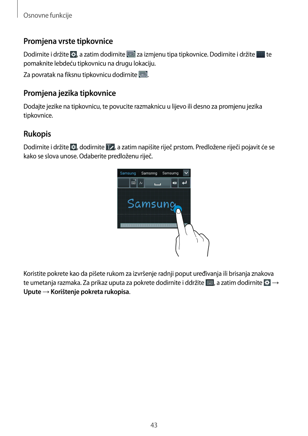 Samsung GT-I9506DKYCRO manual Promjena vrste tipkovnice, Promjena jezika tipkovnice, Rukopis 