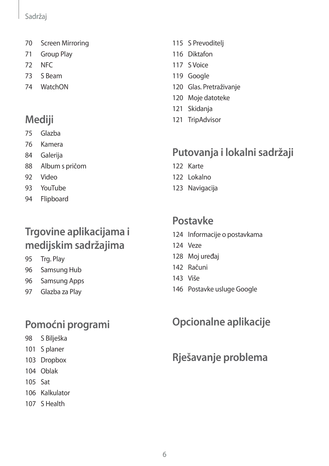 Samsung GT-I9506DKYCRO manual Putovanja i lokalni sadržaji 