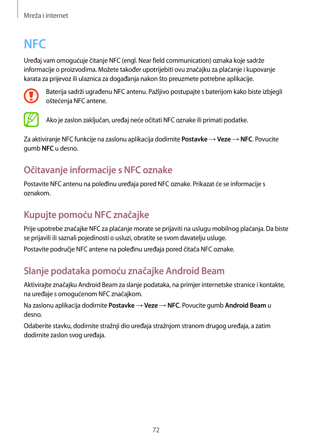 Samsung GT-I9506DKYCRO manual Očitavanje informacije s NFC oznake, Kupujte pomoću NFC značajke 