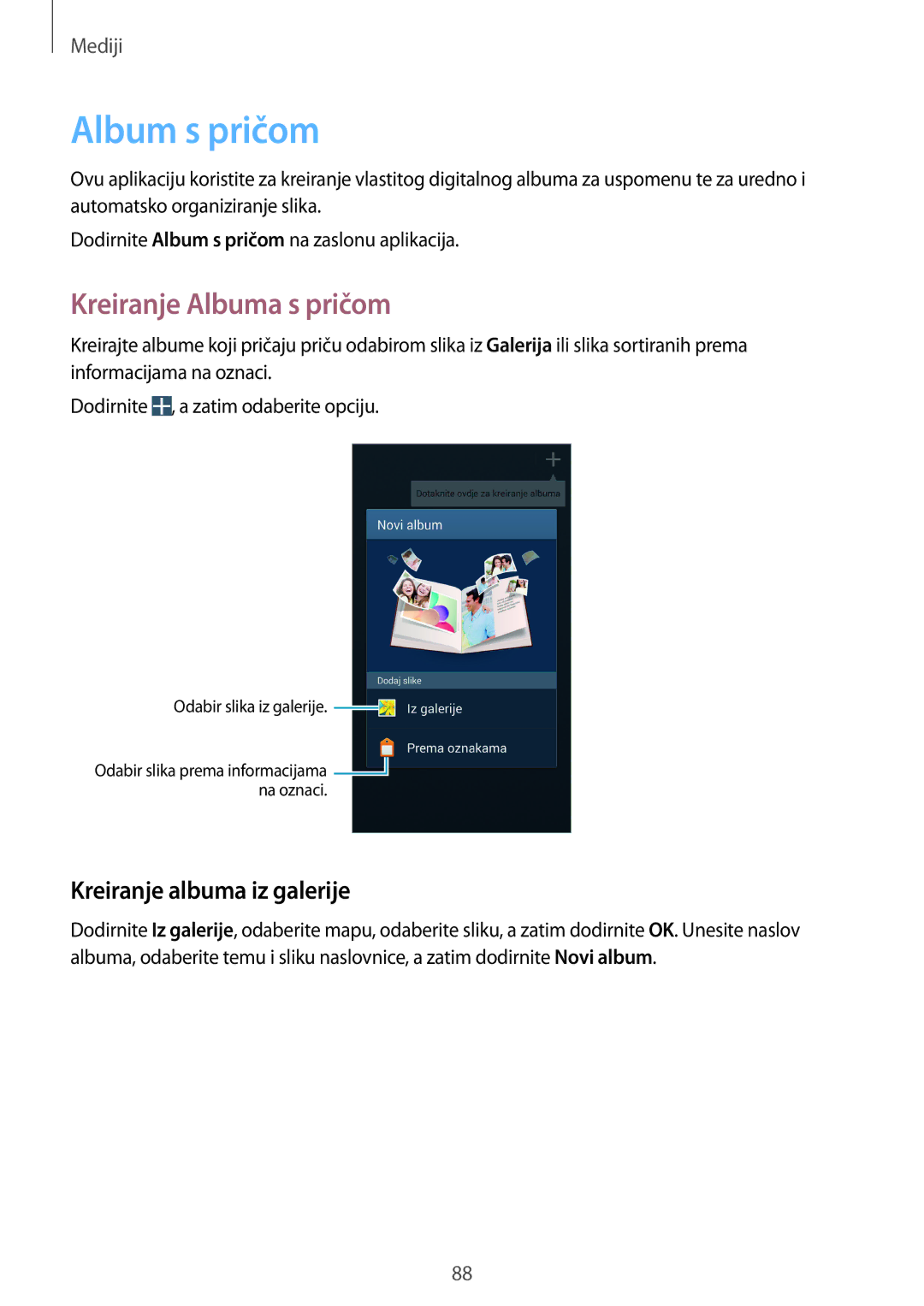Samsung GT-I9506DKYCRO manual Album s pričom, Kreiranje Albuma s pričom, Kreiranje albuma iz galerije 