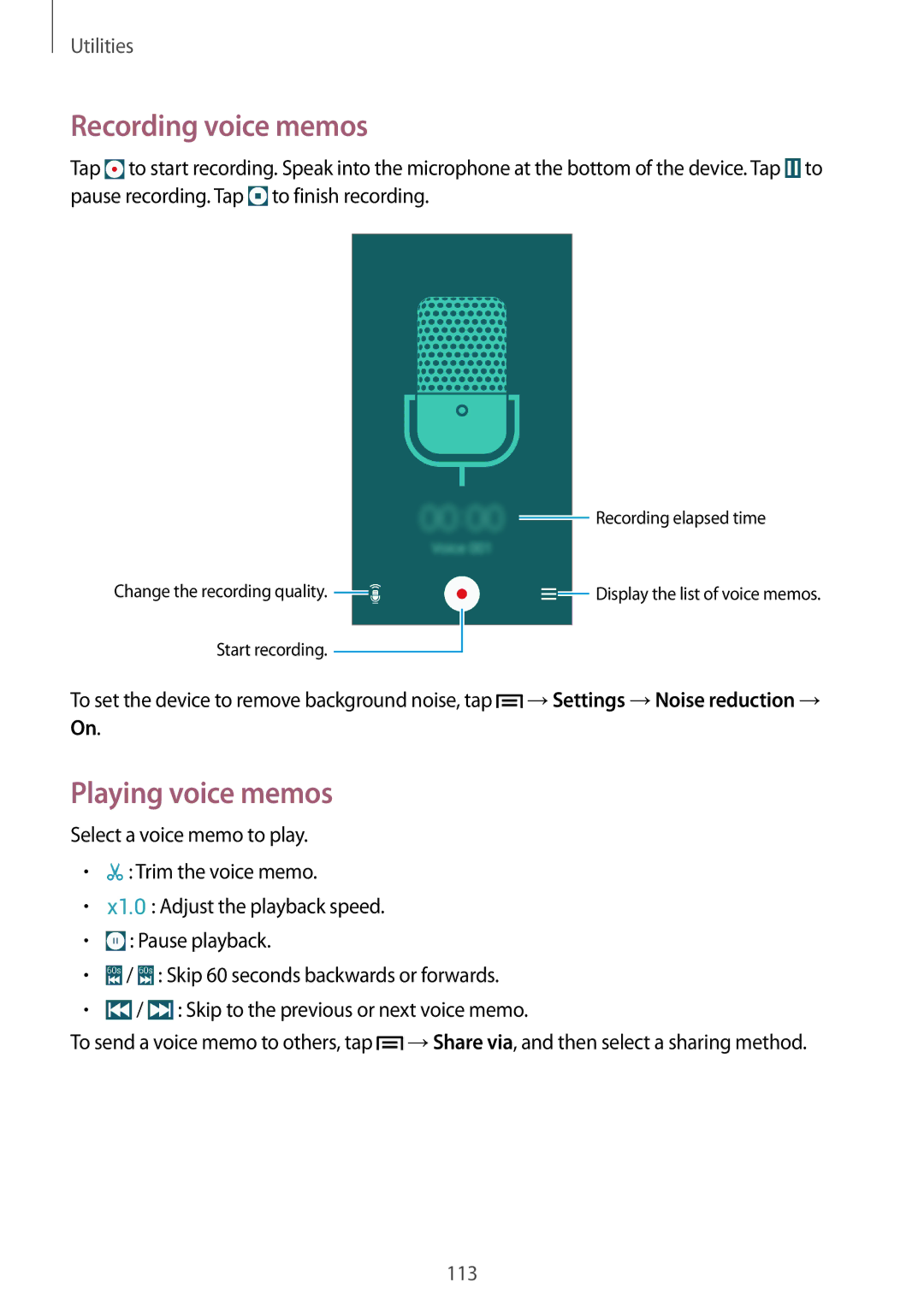 Samsung GT-I9506ZWAATL, GT-I9506DKYCYV, GT-I9506DKYDTM, GT-I9506ZPADTM manual Recording voice memos, Playing voice memos 