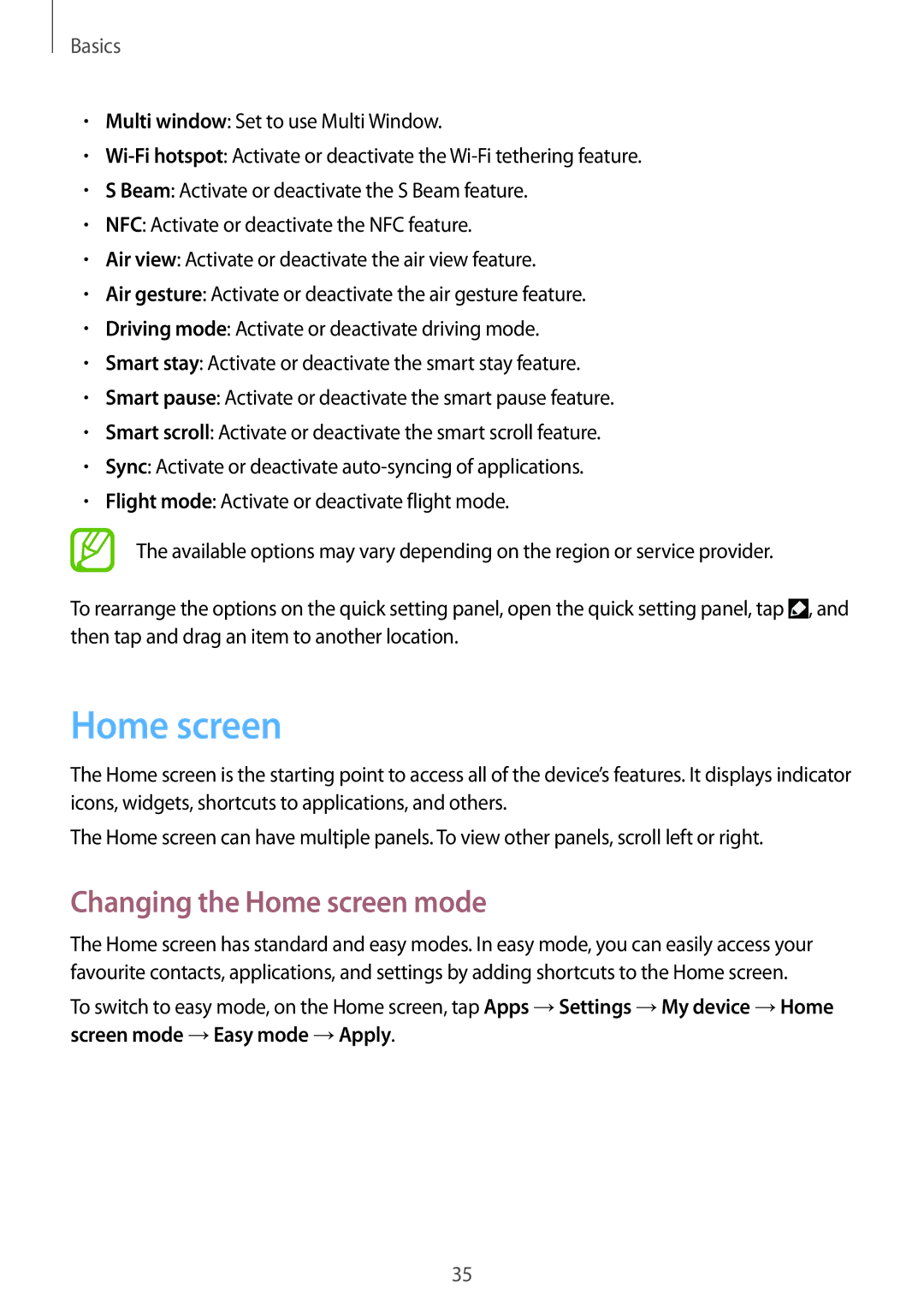 Samsung GT-I9506ZWAMOB, GT-I9506DKYCYV, GT-I9506DKYDTM, GT-I9506ZPADTM, GT-I9506ZKACYV manual Changing the Home screen mode 