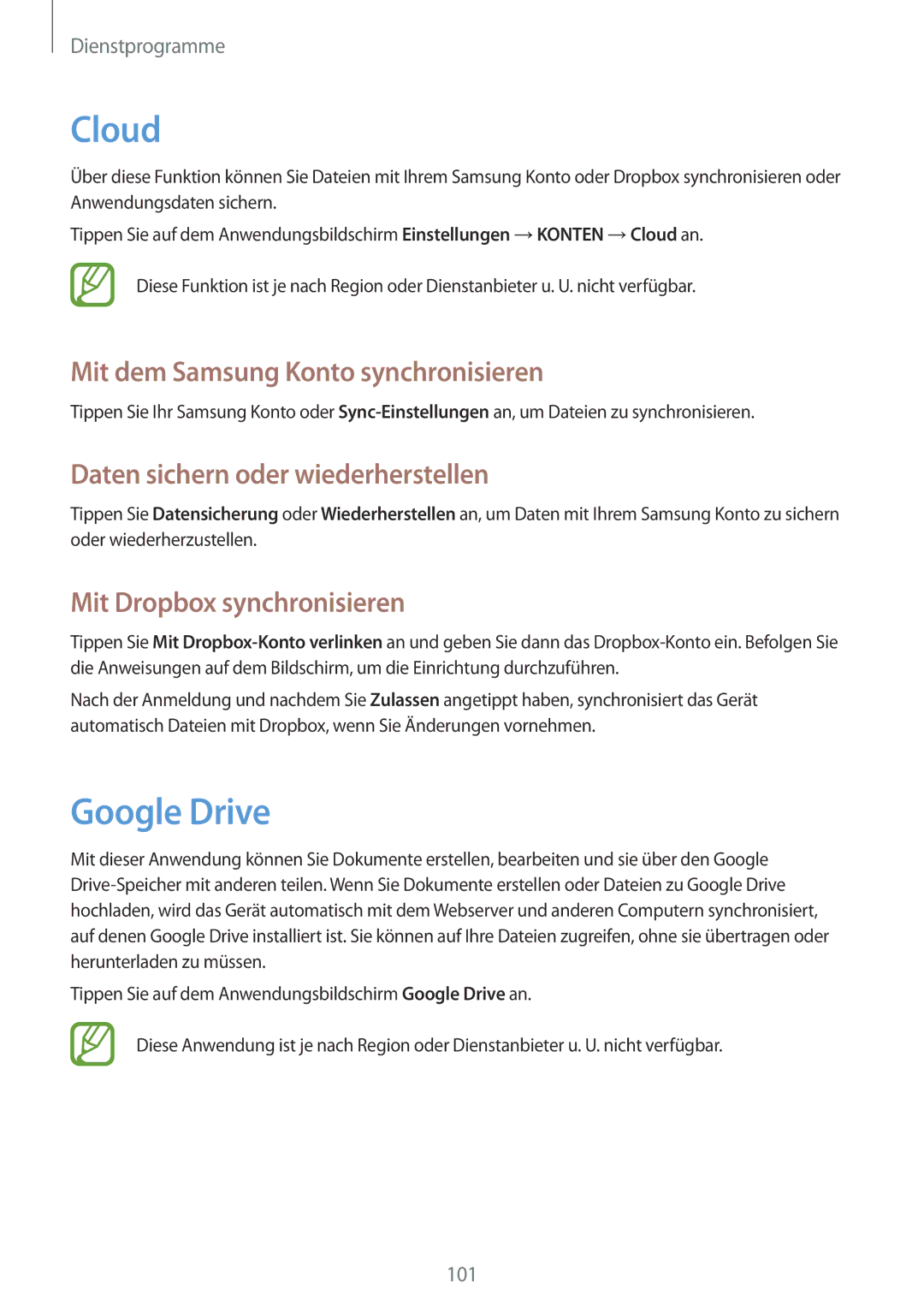 Samsung GT-I9506ZWATPL Cloud, Google Drive, Mit dem Samsung Konto synchronisieren, Daten sichern oder wiederherstellen 