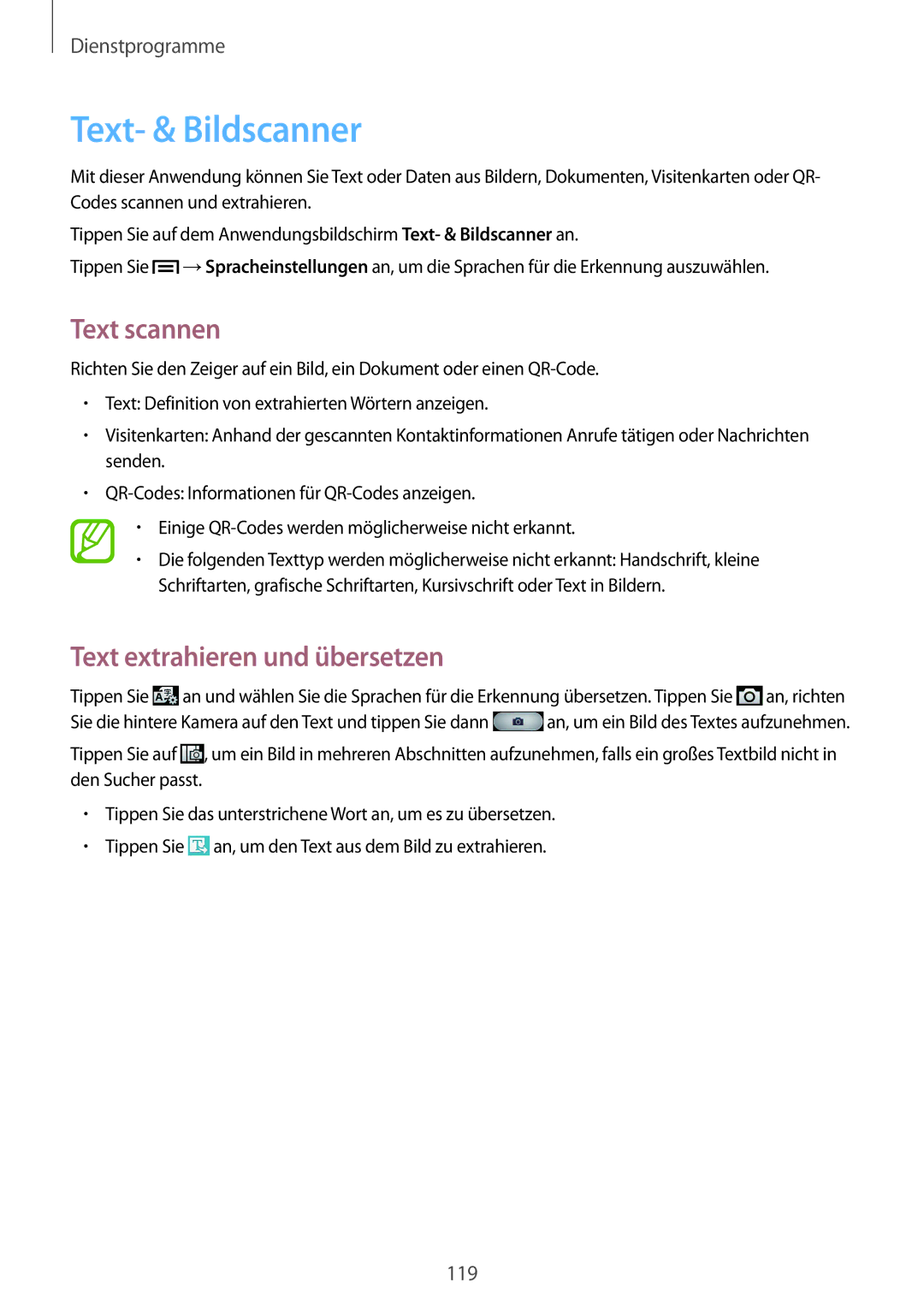 Samsung GT-I9506ZWAVD2, GT-I9506DKYCYV, GT-I9506DKYDTM Text- & Bildscanner, Text scannen, Text extrahieren und übersetzen 