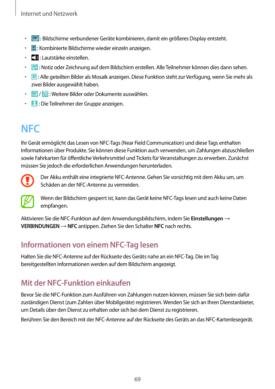 Samsung GT-I9506ZWATPL, GT-I9506DKYCYV manual Informationen von einem NFC-Tag lesen, Mit der NFC-Funktion einkaufen 