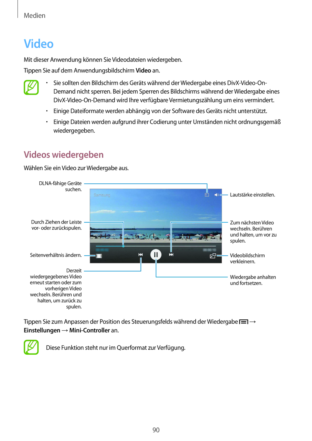Samsung GT-I9506DKYEUR, GT-I9506DKYCYV, GT-I9506DKYDTM, GT-I9506ZPADTM manual Wählen Sie ein Video zur Wiedergabe aus 