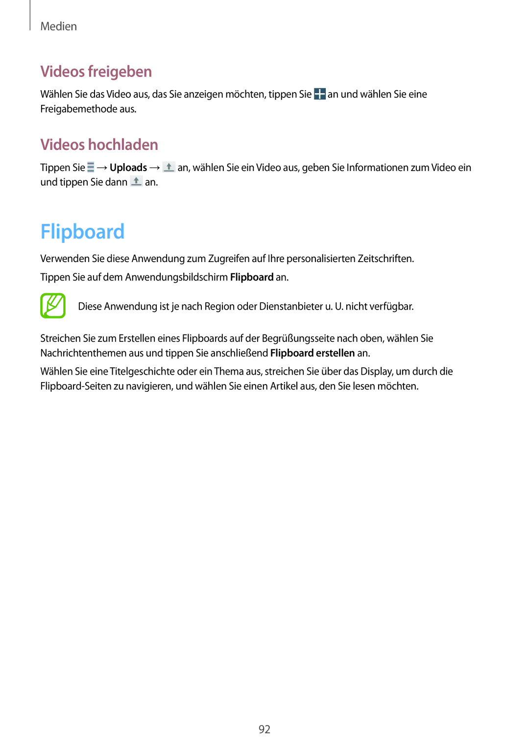 Samsung GT-I9506ZKADTM, GT-I9506DKYCYV, GT-I9506DKYDTM, GT-I9506ZPADTM, GT-I9506ZKACYV manual Flipboard, Videos hochladen 