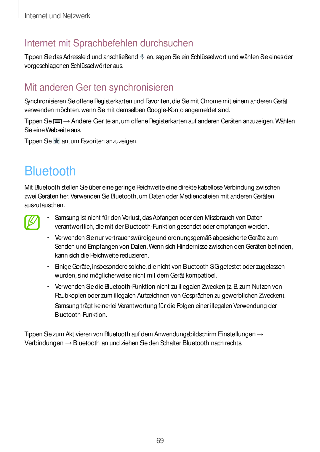Samsung GT-I9506ZWATPL, GT-I9506DKYCYV, GT-I9506DKYDTM, GT-I9506ZPADTM manual Bluetooth, Mit anderen Geräten synchronisieren 