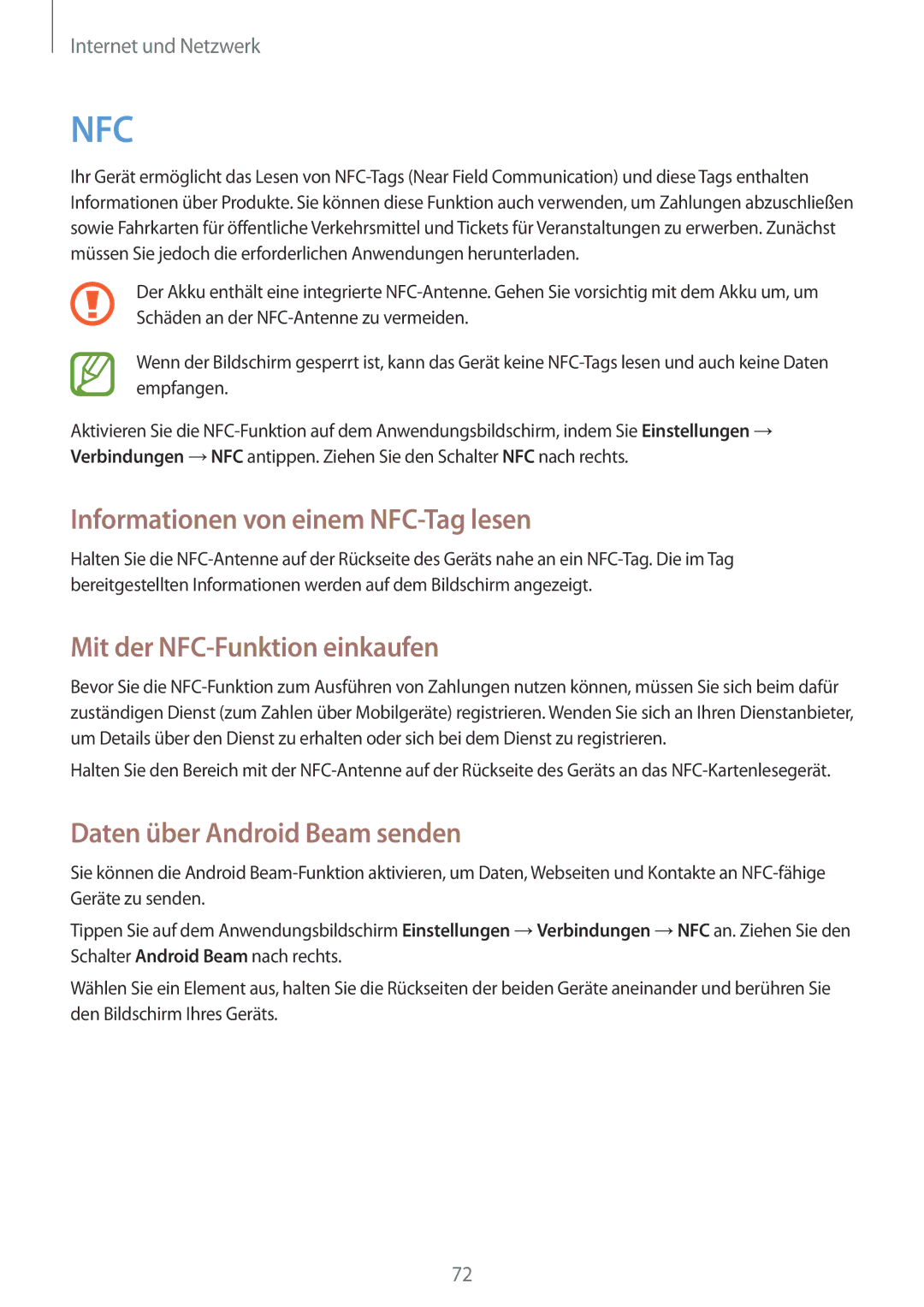 Samsung GT-I9506DKYVGR, GT-I9506DKYCYV manual Informationen von einem NFC-Tag lesen, Mit der NFC-Funktion einkaufen 