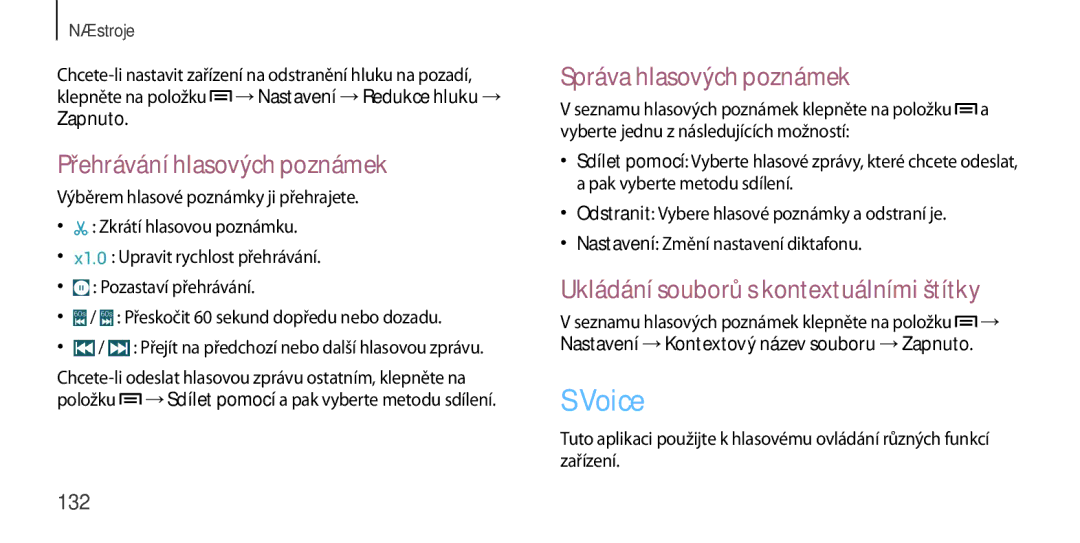 Samsung GT-I9506ZWATPL, GT-I9506DKYCYV, GT-I9506ZKACYV Voice, Přehrávání hlasových poznámek, Správa hlasových poznámek, 132 