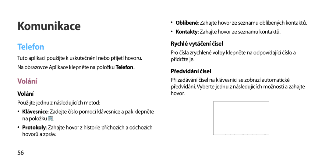 Samsung GT-I9506DKYVGR, GT-I9506DKYCYV, GT-I9506ZKACYV manual Telefon, Volání, Rychlé vytáčení čísel, Předvídání čísel 